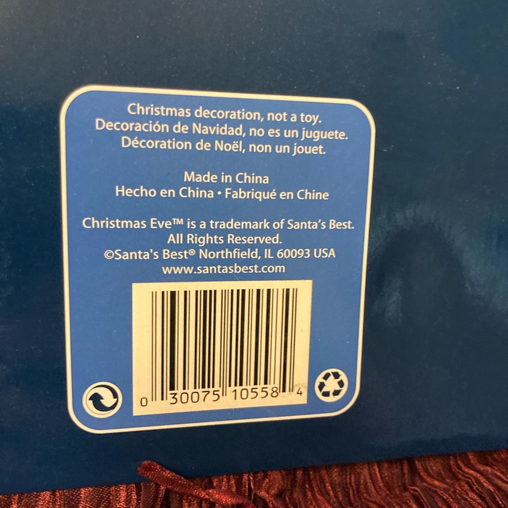 1 LEFT! — 48 Inch Burgundy Tree Skirt with Tasseled Border - Christmas Eve - Picture 9 of 11